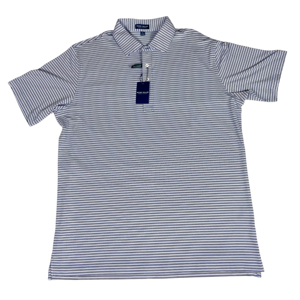 Peter Millar Polo Shirt Mens XL Striped Tailored Golf Performance‎ Stretch - Picture 6 of 11